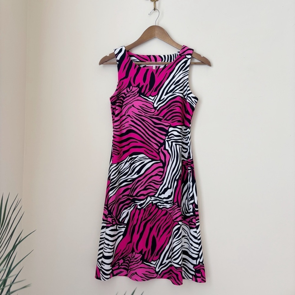 Jude Connally Fuchsia Zebra Print Beth Sleeveless Shift Dress XS NEW NWT